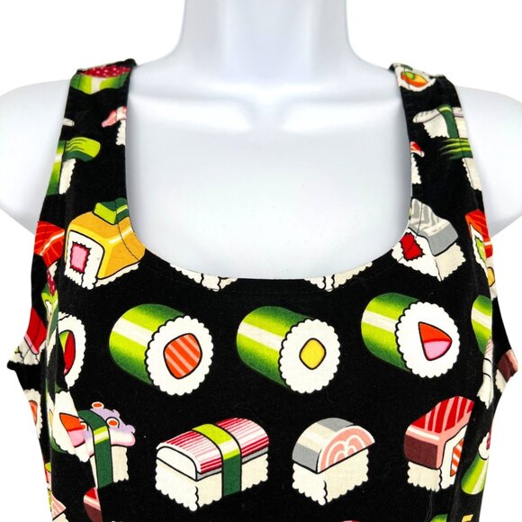 Retrolicious ModCloth Bento Box Sushi Print Sleeveless Dress Black Size Small - Picture 3 of 11